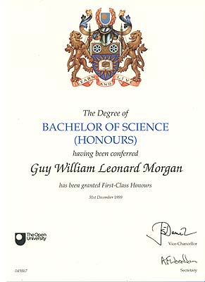 My Degree certificate